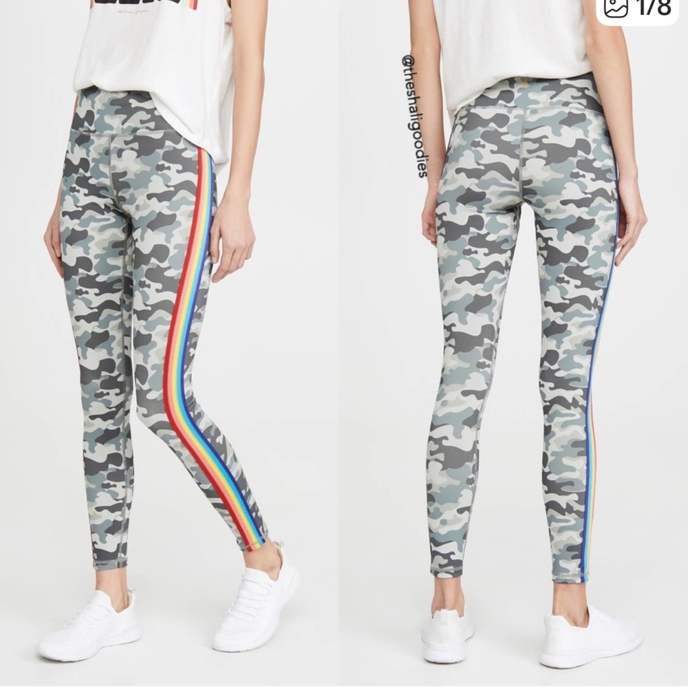 Spiritual gangster camo/ rainbow leggings - like new